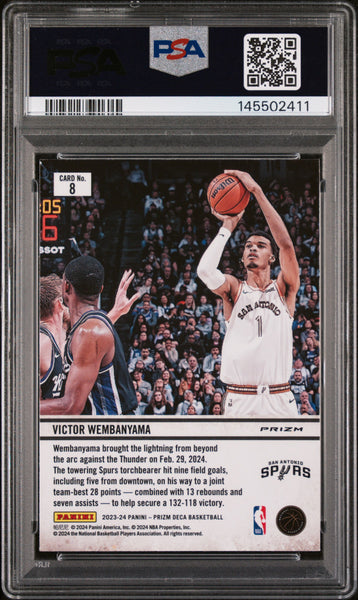Victor Wembanyama - 2023 Panini Prizm Deca Downtown Bound Silver PSA 9 Rookie
