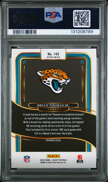 Brian Thomas JR. - 2024 Panini Select Zebra Shock PSA 10
