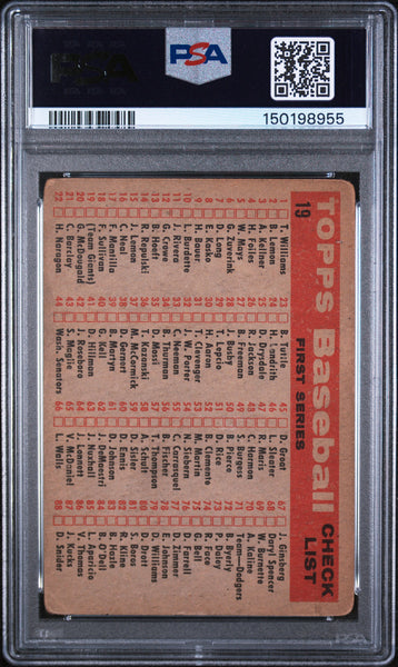 Giants Team - 1958 Topps Checklist PSA 1