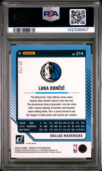 Luka Doncic - 2024 Panini Donruss Optic Gold International PSA 8 01/10