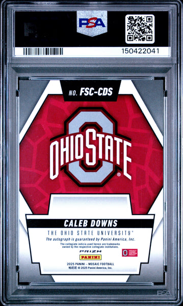 Caleb Downs - 2025 Panini Mosaic Future Scripts PSA 9