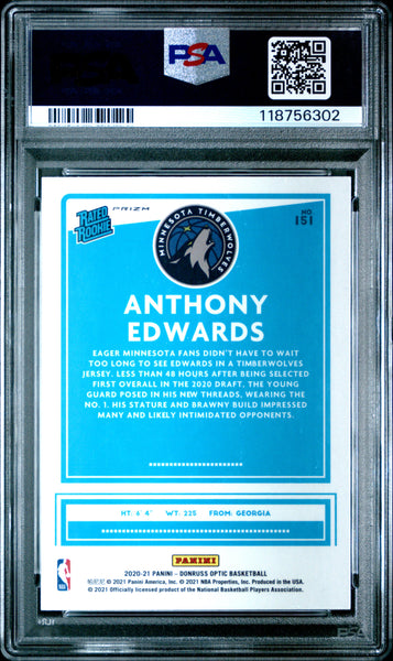 Anthony Edwards - 2020 Panini Donruss Optic Hyper Pink PSA 9