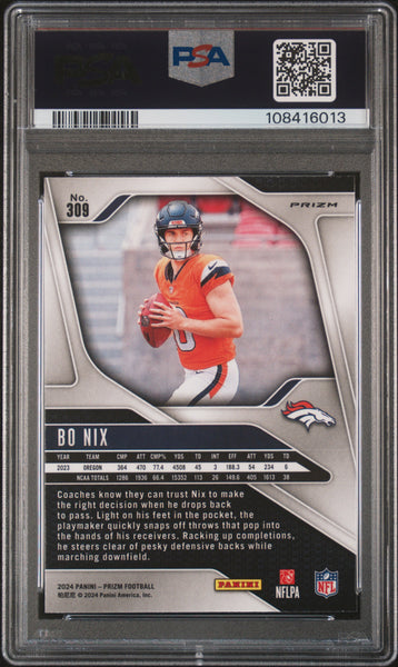 Bo Nix - 2024 Panini Prizm Green Wave PSA 9