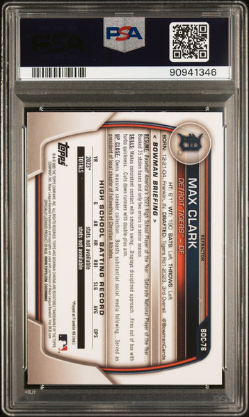 Max Clark - 2023 Bowman Draft Chrome Refractor PSA 10