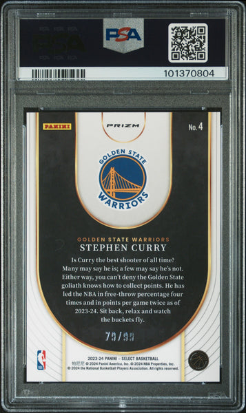Stephen Curry - 202-24 Panini Select Neon Icon Pink Cracked Ice 79/99 PSA 10