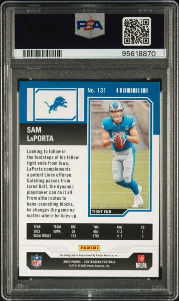 Sam Laporta - 2023 Panini Contenders Rookie Auto Autograph PSA 9