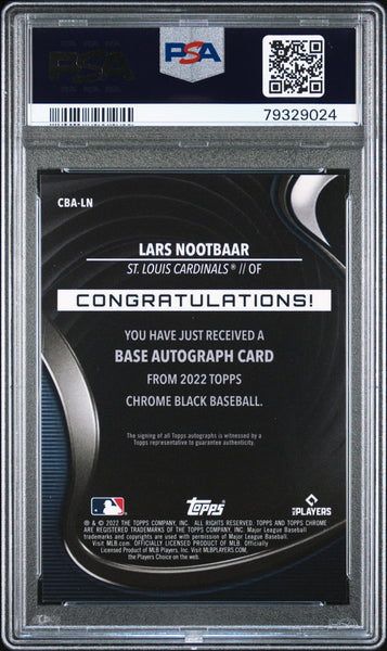 Lars Nootbaar - 2022 Topps Chrome Black Autographs Refractor PSA 10