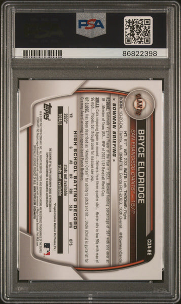 Bryce Eldridge - 2023 Bowman Draft Chrome Prospect Autograph PSA 10