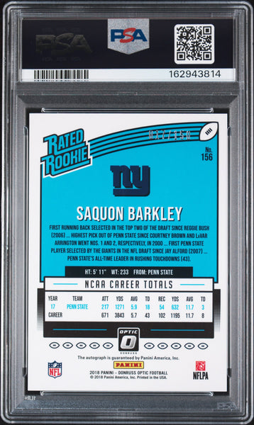 Saquon Barkley - 2018 Panini Donruss Optic Auto Rookie 17/150 PSA 10