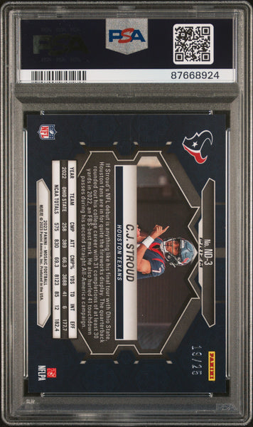 CJ Stroud - 2023 Panini Mosaic NFL Debut Org Fluorescent PSA 9 19/25