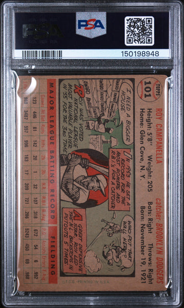 Roy Campanella - 1956 Topps Gray Back PSA 2