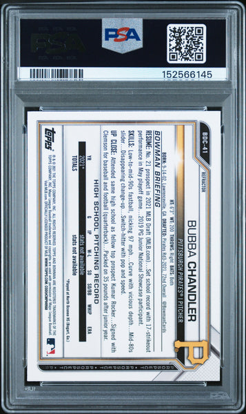Bubba Chandler - 2021 Bowman Draft Chrome Refractor PSA 9