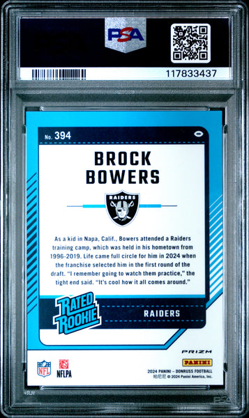 Brock Bowers - 2024 Panini Donruss Optic Preview Football Emoji PSA 10 /