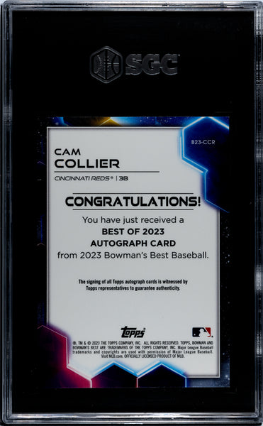 Cam Collier 2023 Bowman's Best Of Autograph Mini Diamond Refractor SGC 10 14/25