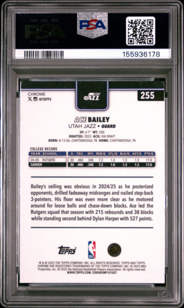 Ace Bailey - 2025 Topps Chrome Raywave PSA 9