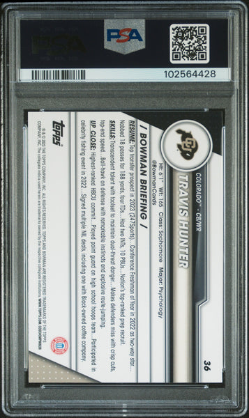 Travis Hunter - 2023 Bowman University Chrome Sapphire PSA 10