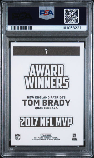 Tom Brady - 2018 Panini Classics Award Winners Stickers #1 PSA 9