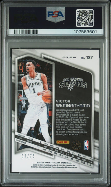 Victor Wembanyama - 2023 Spectra Green International Rookie #137 67/75 PSA 9