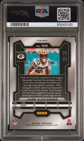 Jaire Alexander - 2023 Panini Prizm Blue Shimmer PSA 10