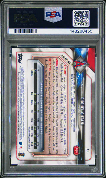 Shohei Ohtani - 2018 Bowman Rookie #49 PSA 8