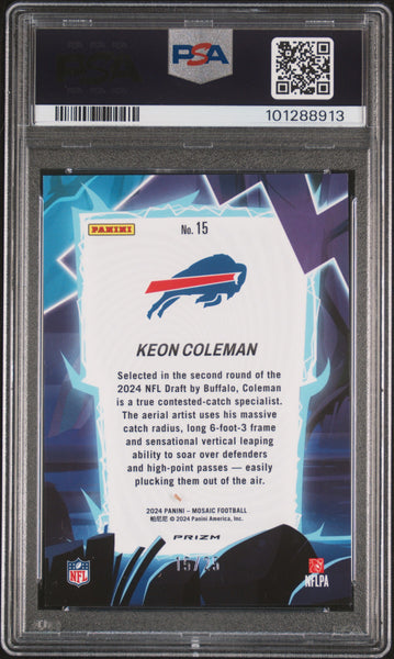 Keon Coleman - 2024 Panini Mosaic Storm White PSA 10 /25