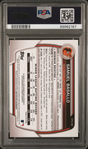 Samuel Basallo - 2023 Bowman Chrome Prospect Autographs PSA 9 1st