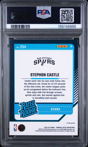 Stephon Castle - 2024-25 Panini Donruss Optic Rated Rookie Green Seismic PSA 9