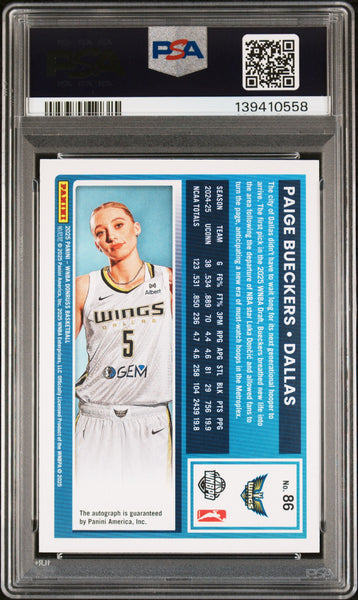 Paige Bueckers - 2025 Panini Donruss WNBA Rated Rookie Auto Signature PSA 10