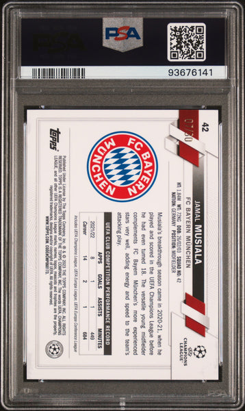 Jamal Musiala - 2022-23 Topps Chrome UEFA Club Competitions Black & Gold Seismic Ref PSA 9 7/30