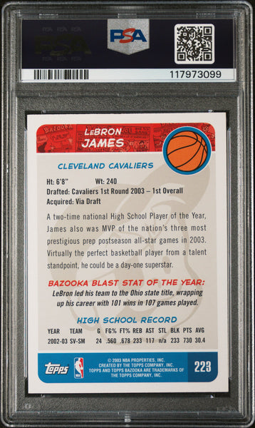 LeBron James - 2003 Bazooka Road Red Jersey PSA 8