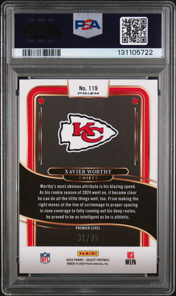 Xavier Worthy - 2024 Panini Select White Prizm PSA 9