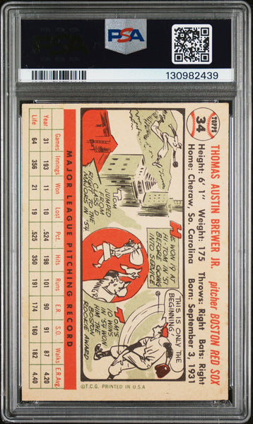 Tom Brewer - 1956 Topps White Back PSA 4