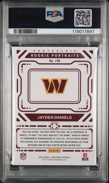 Jayden Daniels - 2024 Panini Photogenic Purple PSA 9