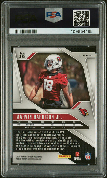 Marvin Harrison JR. - 2024 Panini Prizm Neon Green Pulsar PSA 10