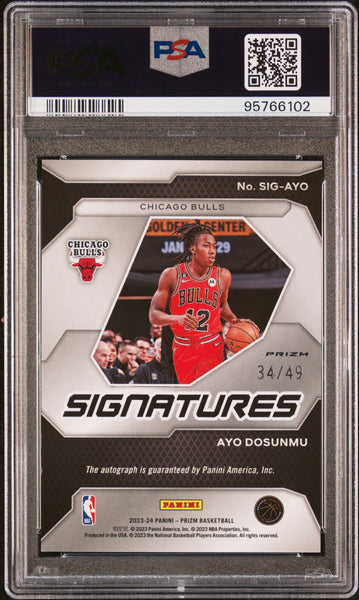 Ayo Dosunmu - 2023 Panini Prizm Signatures Blue PSA 10 /49