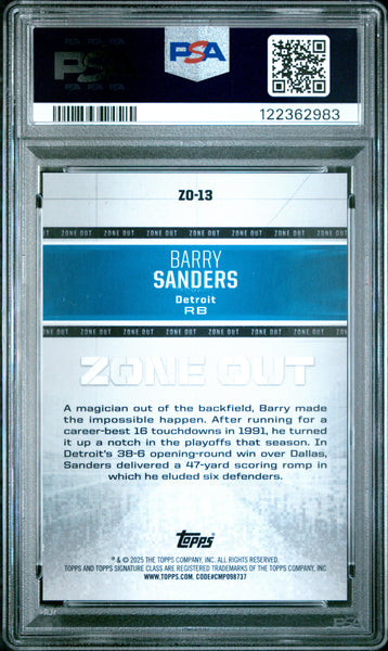 Barry Sanders - 2024 Topps Signature Class Zone Out Red PSA 9 24/25