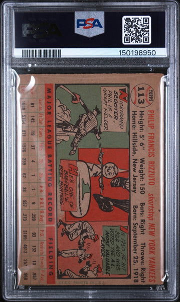 Phil Rizzuto - 1956 Topps Gray Back PSA 4