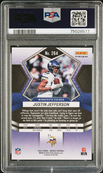 Justin Jefferson - 2022 Panini Mosaic White Sparkle PSA 10