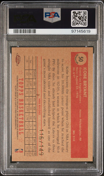 Kobe Bryant - 2005 Topps 1952 Style Chrome Blue Refractor PSA 9 /150