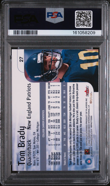 Tom Brady - 2000 Skybox Impact Rookie #27 PSA 8
