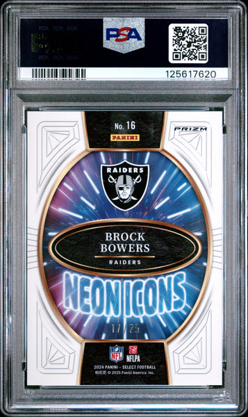 Brock Bowers - 2024 Panini Select Neon Icons Tie Dye Prizm PSA 10