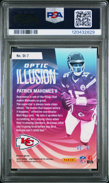 Patrick Mahomes II - 2023 Panini Contenders Optic Optic Illusion Gold PSA 9