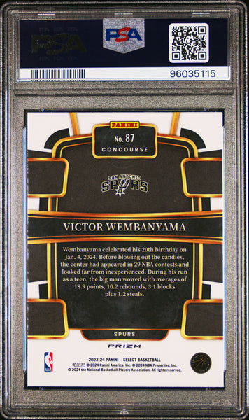 Victor Wembanyama - 2023 Panini Select Blue Cracked Ice PSA 10