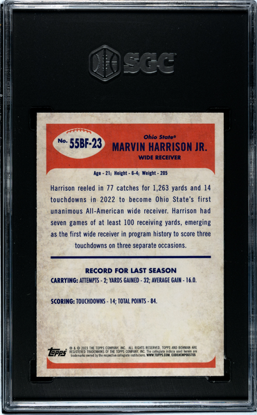 Marvin Harrison JR. - 2023 Bowman University Chrome '55, SGC 9