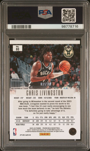 Chris Livingston - 2023 Panini Prizm Deca Gold PSA 10