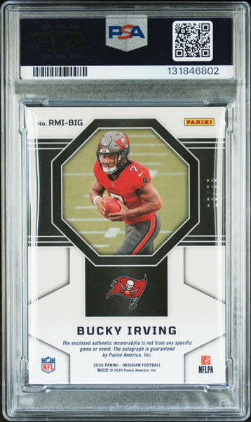 Bucky Irving - 2024 Panini Obsidian Rookie Materials Ink RKE Silver PSA 8 9/99