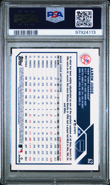 Aaron Judge - 2023 Topps Chrome Image Variation IV SP PSA 9 #62 Yankees