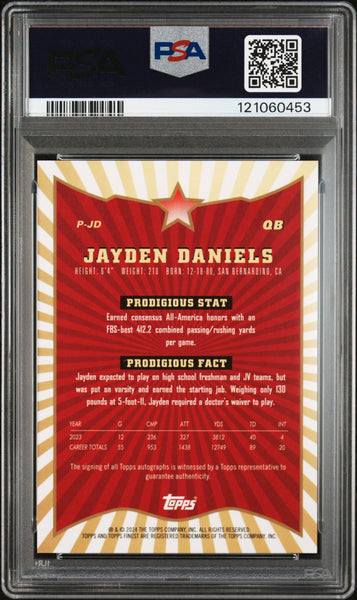 Jayden Daniels - 2024 Topps Finest Prodigies Autographs PSA 10