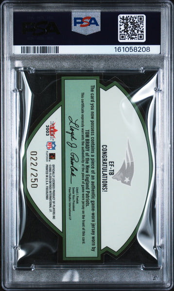 Tom Brady - 2003 Fleer Focus Emerald Focus Jersey Gold PSA 8