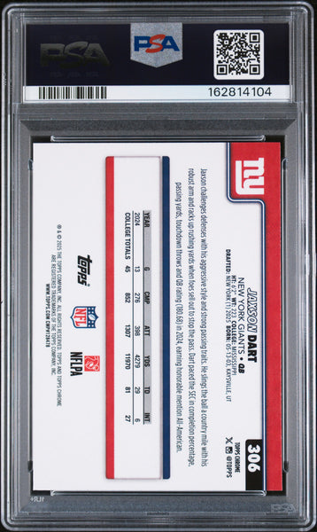 Jaxson Dart - 2025 Topps Chrome Team Camo PSA 10 Rookie